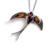 Swooping Swallow Necklace In Silver And Amber