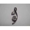 18ct White Gold Drop Pendant Swirl Top with Heart