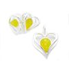 Silver and Yellow Opal Heart Pendant and Earrings Gift Set