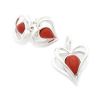Silver and Coral Heart Pendant and Earrings Gift Set
