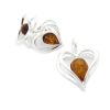 Silver and Amber Heart Pendant and Earrings Gift Set