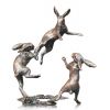 Dancing Hares Bronze Wildlife Figure