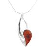 Half Heart Silver and Cherry Amber Necklace