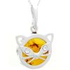 Sterling Silver Cat Pendant with Amber