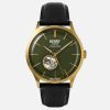 Henry London Gents Green Dial Heritage Automatic Black Strap Watch (HL42-AS-0282)