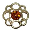 9ct Gold Amber Celtic Design Brooch