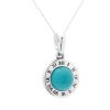 Silver Clock Face Pendant Necklace with Turquoise
