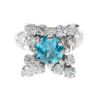 18ct White Gold Natural Blue Zircon Diamond Floral Ring