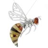 Amber etc Sterling Silver and Amber Bee Pendant Necklace