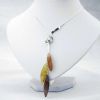 Amber etc Large Silver and Amber Triptych Necklace