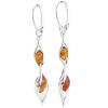 Silver Twist Earrings with Amber