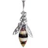 Silver Bee Pendant with Baltic Amber