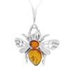 Silver Bee Pendant with Amber and Zircon