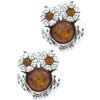Sterling Silver Owl Earrings with Baltic Amber