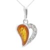 Amber and CZ Heart Pendant Necklace