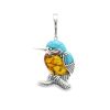 Silver Large Kingfisher Bird Pendant with Amber and Turquoise