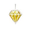 Large Diamond Shaped Silver Pendant with Baltic Amber