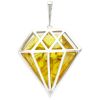 Large Diamond Shaped Silver Pendant with Baltic Amber