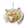 Large Sterling Silver Tiger Pendant with Amber