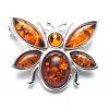 Sterling Silver Bumble Bee Brooch with Amber