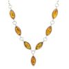 Silver Necklace with Marquise Shaped Amber