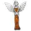 Large Silver Angel Pendant with Amber
