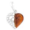 Small Silver Amber Heart Pendant