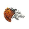 Silver Howling Wolf With Amber