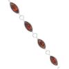Silver Bracelet with Marquise Shaped Red Opal