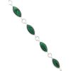Silver Bracelet with Marquise Shaped Malachite