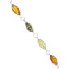 Silver Bracelet with Marquise Shaped Multicolour Amber