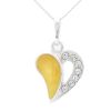 Butterscotch Amber and CZ Heart Pendant Necklace