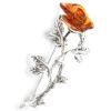 Sterling Silver Rose Brooch With Amber