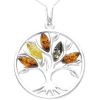 Silver Tree of Life Pendant with Amber Multi