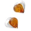 Sterling Silver and Amber Heart Stud Earrings