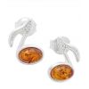 Music Note Silver Stud Earrings with Amber
