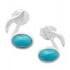 Music Note Silver Stud Earrings with Turquoise