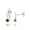 Treble Clef Stud Earrings with Amber