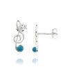 Treble Clef Stud Earrings with Turquoise