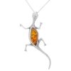 Silver Salamander Necklace with Amber (AMB0290)