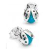 Silver Ladybug Stud Earrings with Turquoise