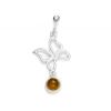 Silver Butterfly Pendant with Amber