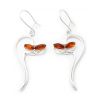 Sterling Silver Cat Earrings with Baltic Amber