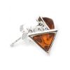 Triangle Shaped Silver Stud Earrings with Amber