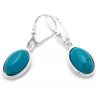Oval Turquoise Silver Drop Earrings