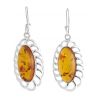Large Oval Silver Earrings with Amber