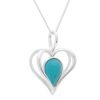 Silver and Turquoise Heart Pendant Necklace