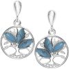 Silver Tree of Life Earrings with Turquoise