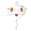 Fuzzy Cat Silver Brooch with Amber
