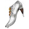 Silver Shoe Brooch with Amber